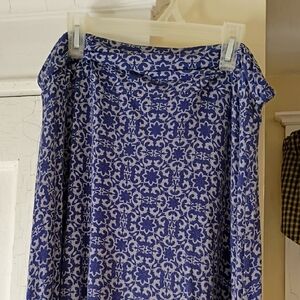Market & Spruce Blue Floral A-Line Skirt